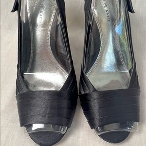 Kelly & Katie Satin Sling Back Shoes Black